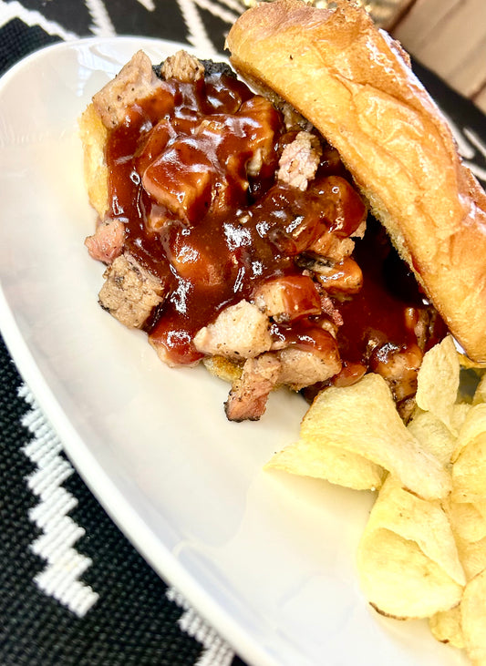 Chopped Smoked Brisket Sandwich & Chips